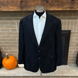 Jos. A. Bank mens 48R black solid 100% cashmere 2-button sport coat EUC